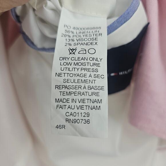 Tommy Hilfiger Powder Pink linen Blend Sports Coat Jacket Men's Size 46 R 3665 - Picture 5 of 8